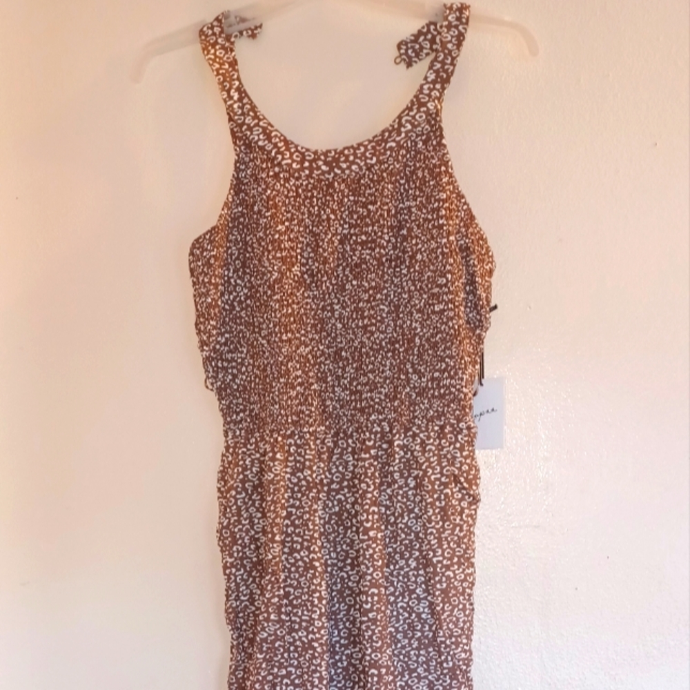 JAPNA Jumpsuit NWT in brown and white.